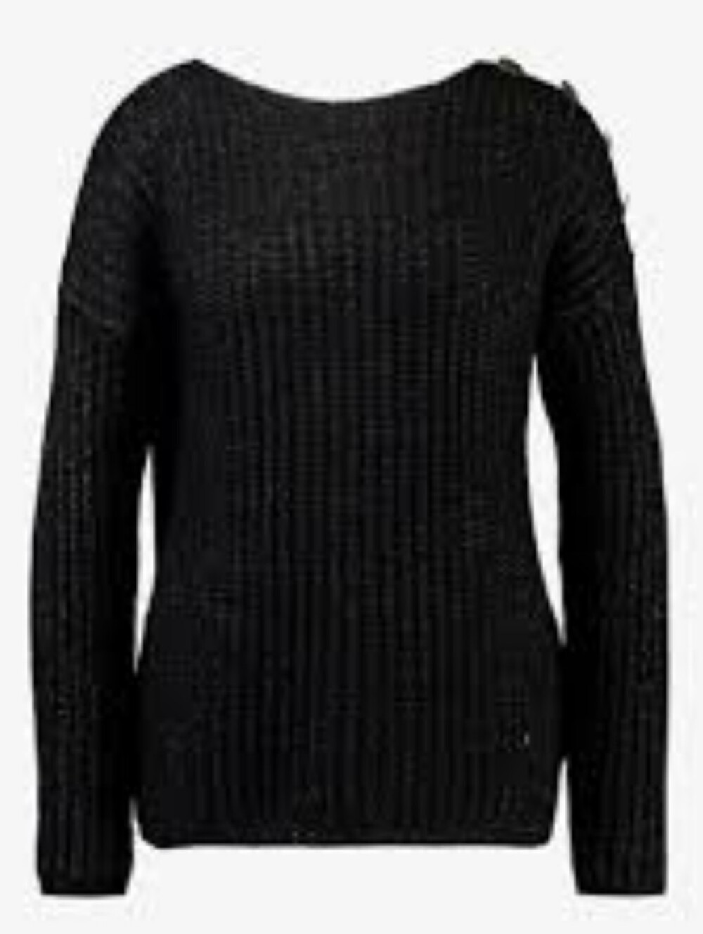 MOS MOSH Black Ribbed Button-Shoulder Sweater - Picture 3 of 10